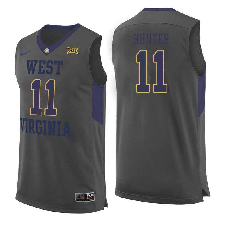Men #11 DAngelo Hunter West Virginia Mountaineers College Basketball Jerseys Sale-Gray